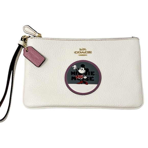 Coach x Disney Pebble leather Minnie Mouse Patch wristlet purse wallet - Picture 16 of 16